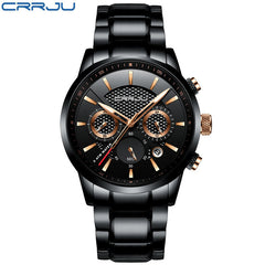 Elegant Black Gold Multi-Eye Sport Watch