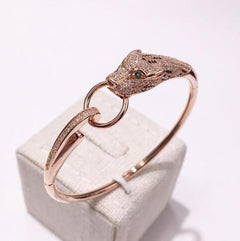 Elegant Rose Gold Leopard Diamond Bracelet