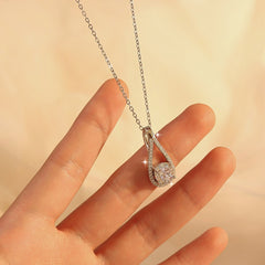 Elegant S925 Silver Heart & Drop Necklace