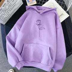 Black Rose Print Sport Hoodie