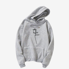 Black Rose Print Sport Hoodie