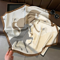 Chic Vintage Square Scarf - 70cm Satin Feel