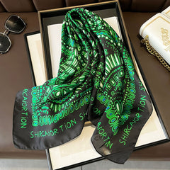Chic Vintage Square Scarf - 70cm Satin Feel