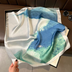 Chic Vintage Square Scarf - 70cm Satin Feel