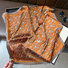 Chic Vintage Square Scarf - 70cm Satin Feel