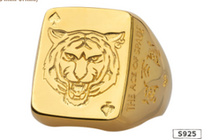 Zodiac Tiger Silver Spade Ring