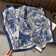 Chic Vintage Square Scarf - 70cm Satin Feel