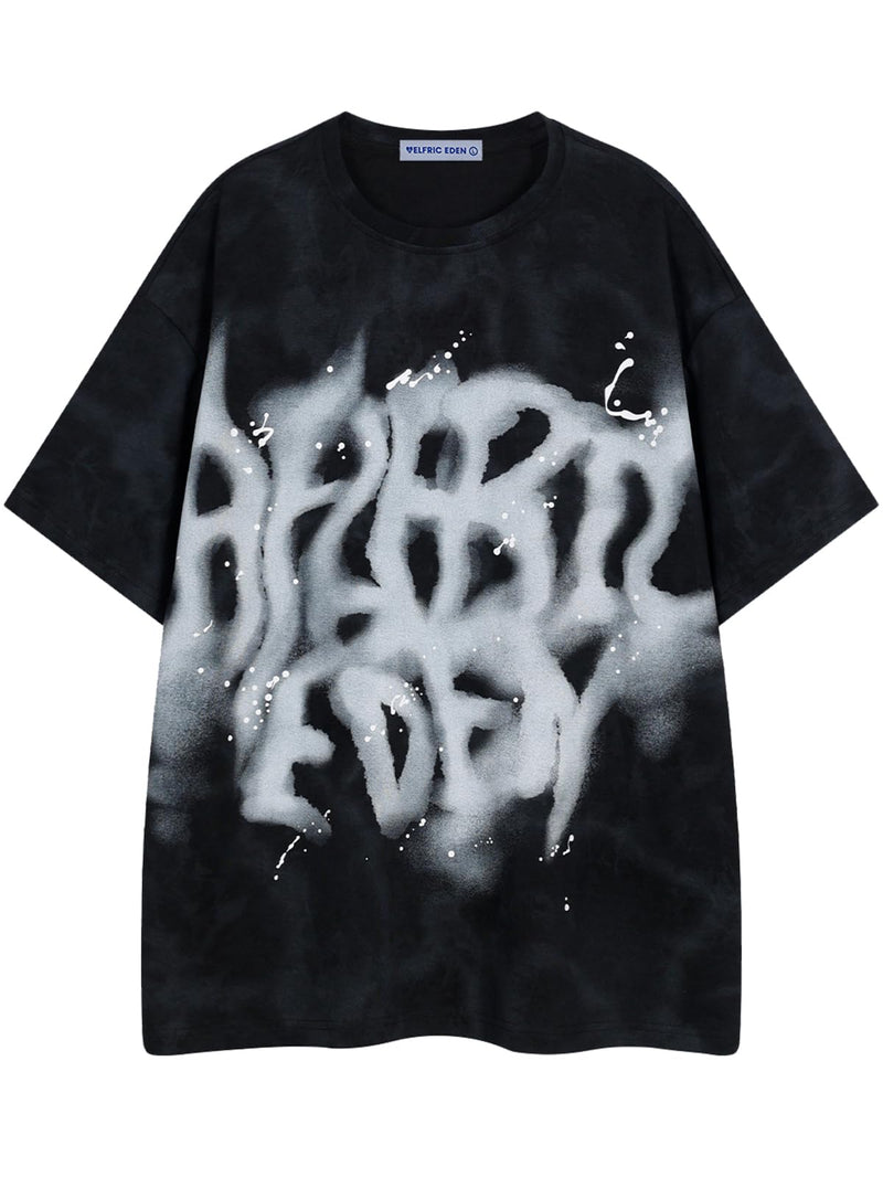 Aelfric Eden Mens Graphic Tee Shirts Oversized Baggy Loose Cotton T-Shirt Streetwear Casual Summer Y2k Shirt Black