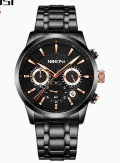 Elegant Black Gold Multi-Eye Sport Watch