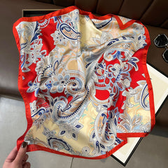 Chic Vintage Square Scarf - 70cm Satin Feel