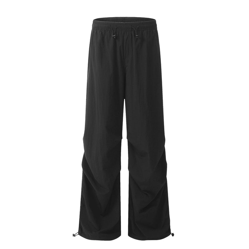 PUKUPE Baggy Parachute Pants Women Y2k Track Pants Cargo Sweatpants with Drawstring Black