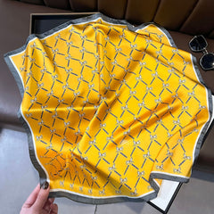 Chic Vintage Square Scarf - 70cm Satin Feel