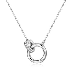 Sterling Elegance S925 Circle & Heart Necklace