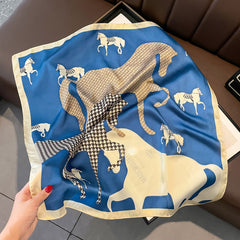 Chic Vintage Square Scarf - 70cm Satin Feel