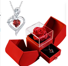 Elegant White Gold Real Rose Pendant