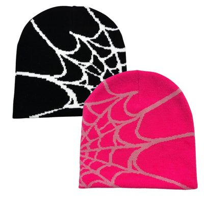 BAIMORE Y2K Gothic Spider Pattern Knitted Hat Winter Acrylic Warm Knitted Beanie for Men Women Beanie
