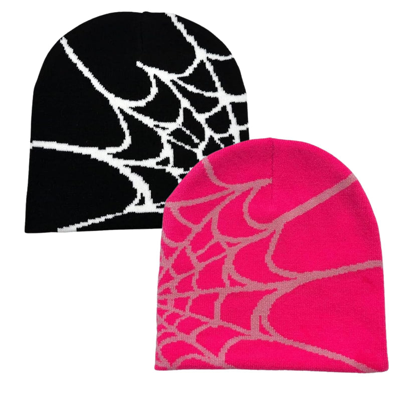 BAIMORE Y2K Gothic Spider Pattern Knitted Hat Winter Acrylic Warm Knitted Beanie for Men Women Beanie