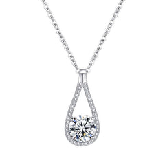 Elegant S925 Silver Heart & Drop Necklace