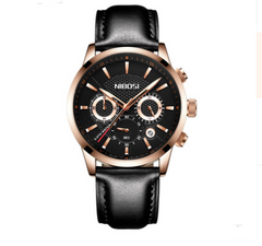 Elegant Black Gold Multi-Eye Sport Watch