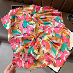 Chic Vintage Square Scarf - 70cm Satin Feel