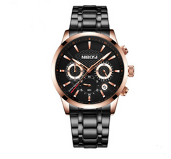 Elegant Black Gold Multi-Eye Sport Watch