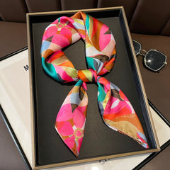Chic Vintage Square Scarf - 70cm Satin Feel