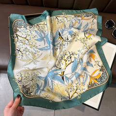 Chic Vintage Square Scarf - 70cm Satin Feel