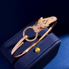 Elegant Rose Gold Leopard Diamond Bracelet