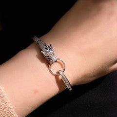 Elegant Rose Gold Leopard Diamond Bracelet