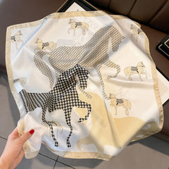 Chic Vintage Square Scarf - 70cm Satin Feel