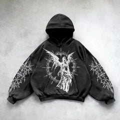 Hip Hop Y2K Printed Hoodie