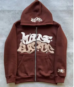 Trendy Printed Black Zip Hoodie